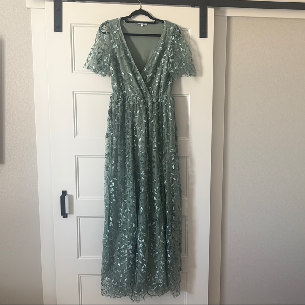 Baltic Born Marseille Embossed Maxi Dress In Eucalyptus